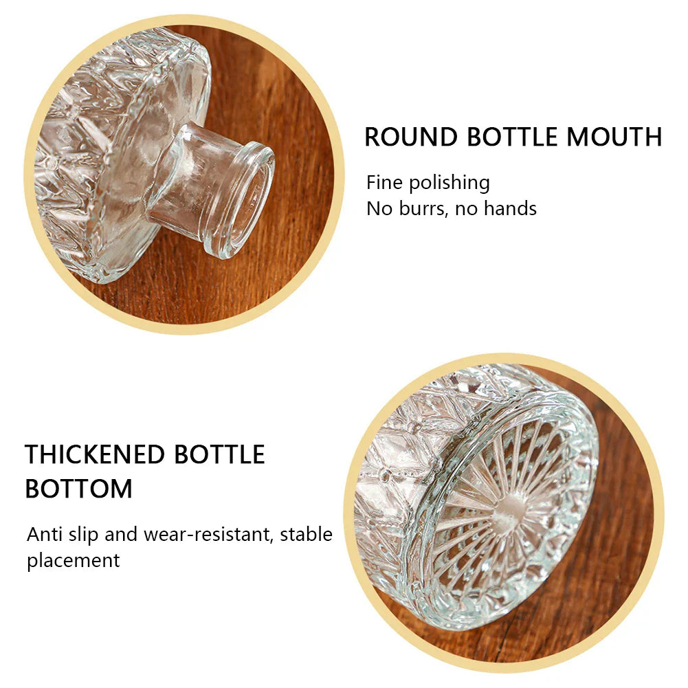 Vintage French clear glass vase with round polished mouth and cut-glass base ideal for plant pot decor and pot decor