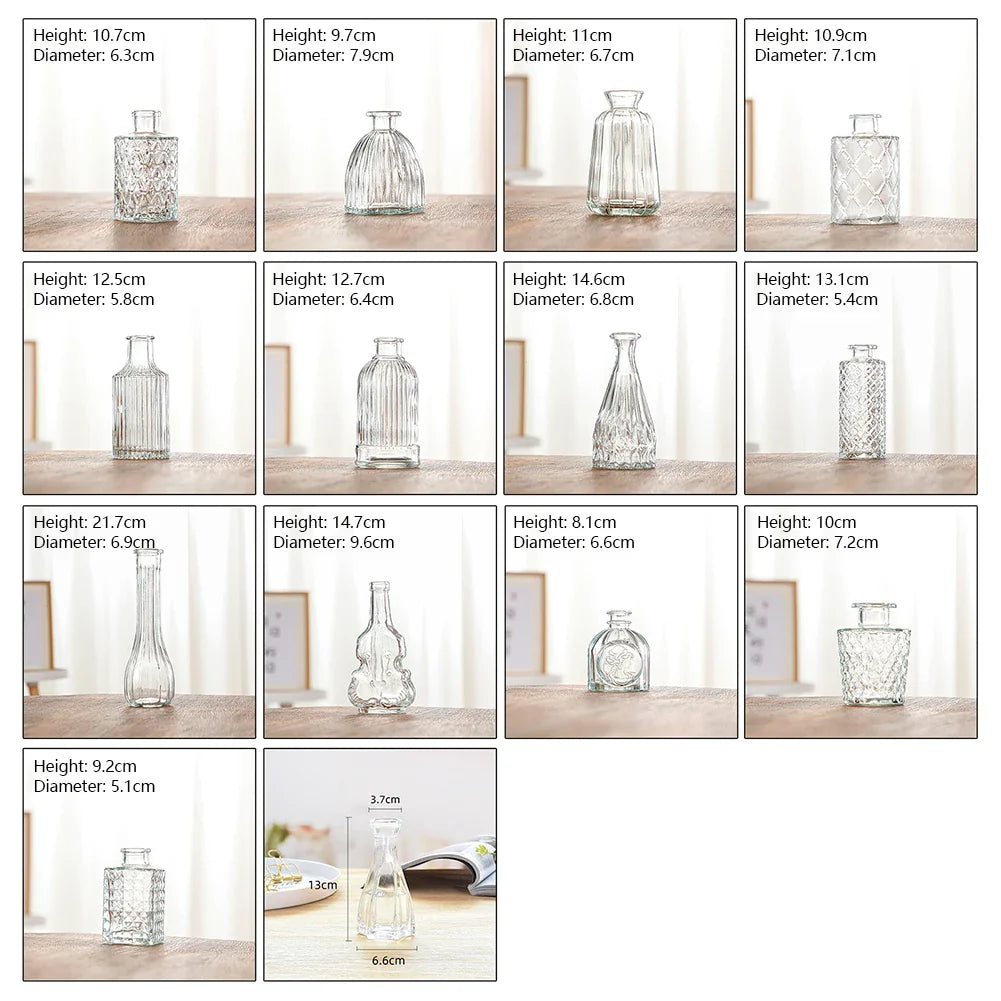 Vintage french clear glass vases with intricate patterns used as ornamental wide mouth glass vase plant pot decor