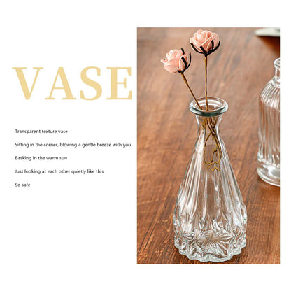 Vintage French clear glass vase with textured fluted body and scalloped base for elegant pot decor and plant pot decor