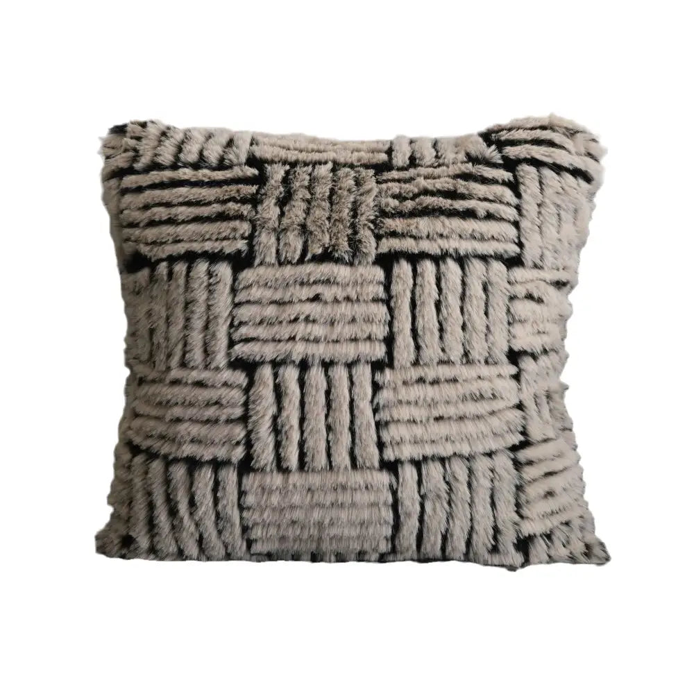 A cozy gray faux fur decorative cushion cover with textured woven pattern for vintage french sunflower bedroom decor
