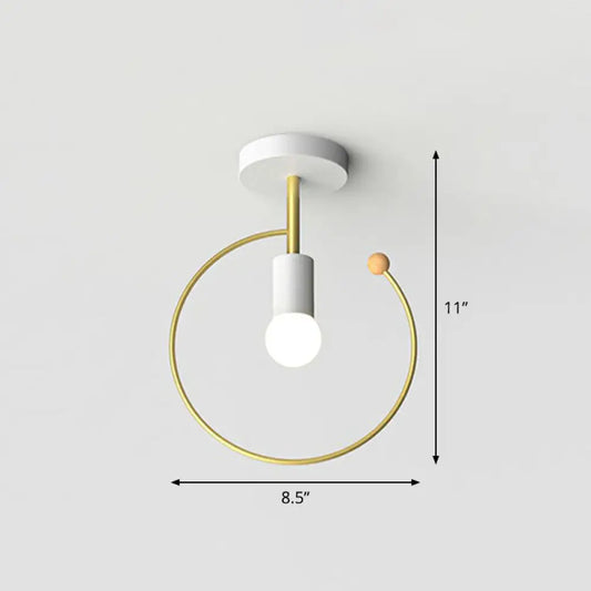 DecorBites™ DecorBites™ Vintage Geometric Metal Semi Flush Ceiling Light - 1-Light Corridor Flush Mount Fixture