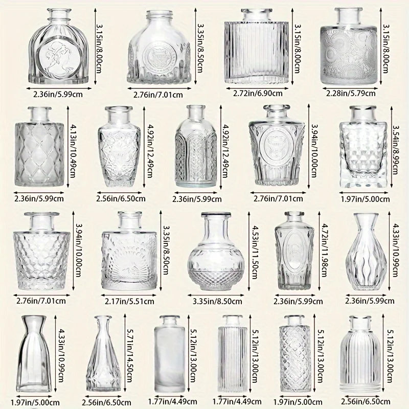 Vintage Glass Bud Vases Set - 30 Pieces - Vase