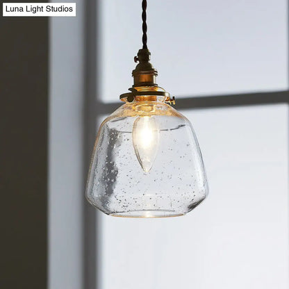 Vintage Glass Pendant Hanging Lamp - Single Bulb Restaurant Lighting