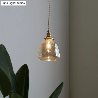 Vintage Glass Pendant Hanging Lamp - Single Bulb Restaurant Lighting