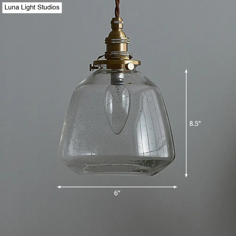 Vintage Glass Pendant Hanging Lamp - Single Bulb Restaurant Lighting