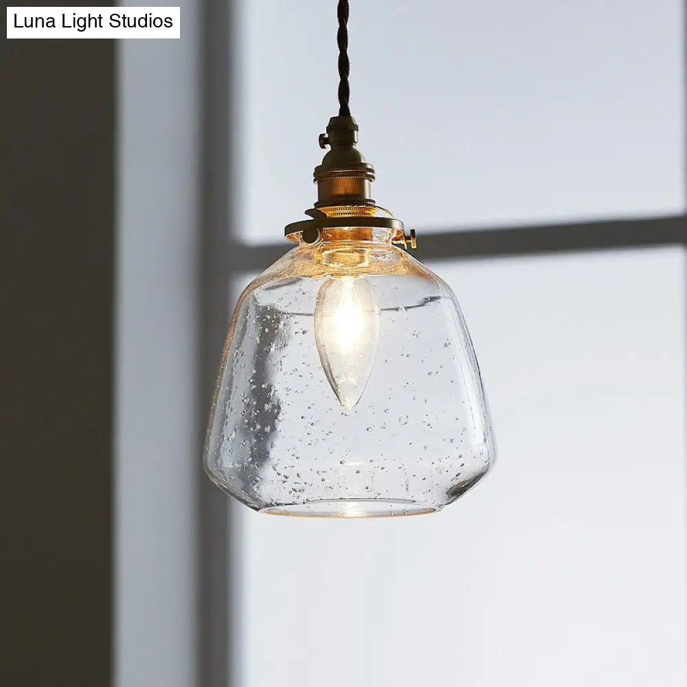 Vintage Glass Pendant Hanging Lamp - Single Bulb Restaurant Lighting