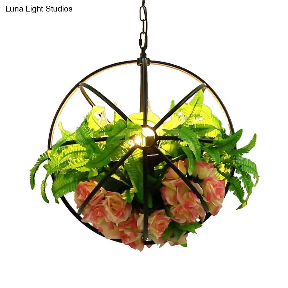 Vintage Global Rose Chandelier - 4-Bulb LED Pendant Light in Black