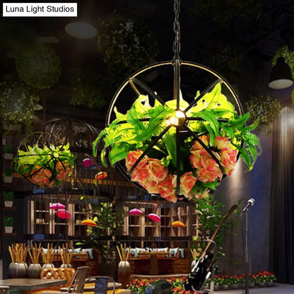 Vintage Global Rose Chandelier - 4-Bulb LED Pendant Light in Black