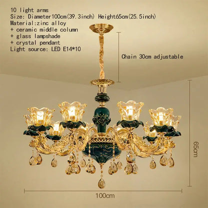 Vintage gold and dark blue crystal chandelier with a gold zinc alloy frame and blue crystal pendants for living room decorbites dark blue