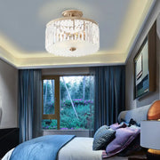 Decorbites vintage crystal block ceiling light with gold metal frame clear rods 220v-240v semi flush mount