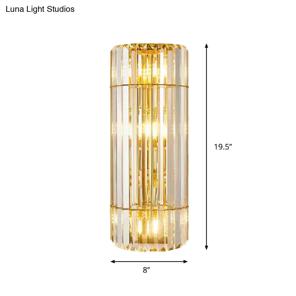 Vintage gold crystal sconce lighting wall mounted lamp with vertical crystal rods and direct wired electric design