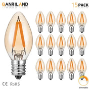 Clear glass led filament edison candle light bulb with warm orange filament and silver base by ganriland 15-pack