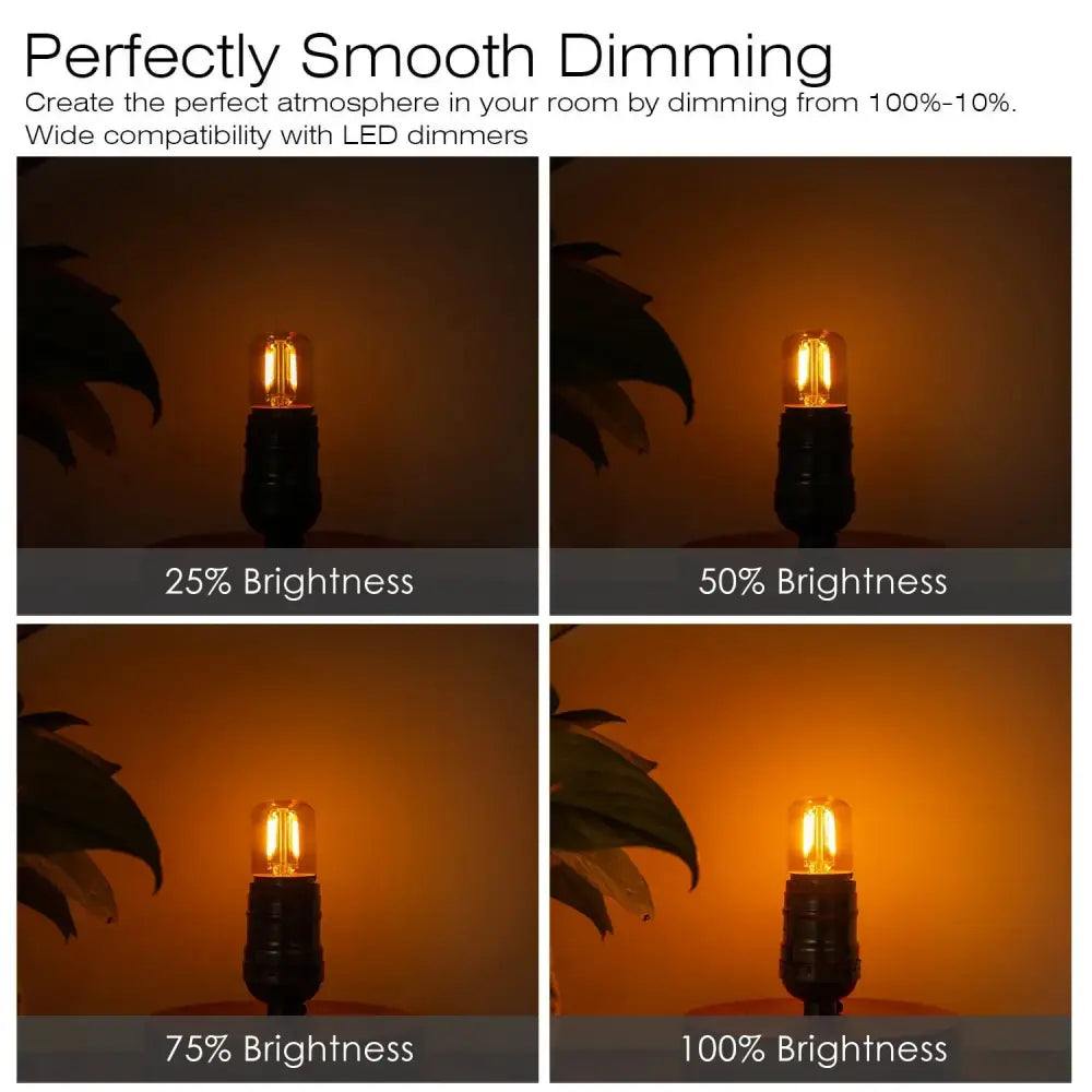Warm-toned vintage gold dimmable led tubular bulb with clear glass and black metal base for bedroom lighting