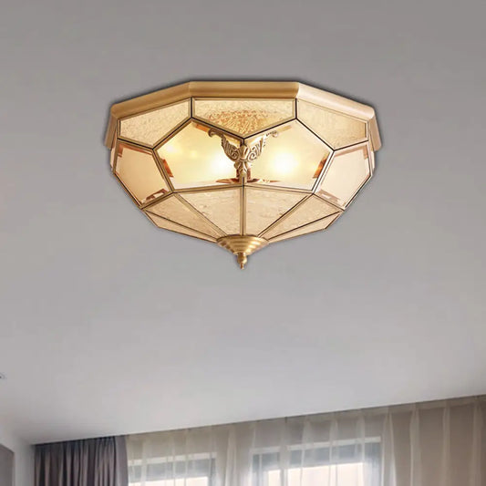 DecorBites™ DecorBites™ Vintage Gold Faceted Flush Mount Lighting: Beveled Glass Ceiling Fixture with 3/4/6 Lights for Bedroom