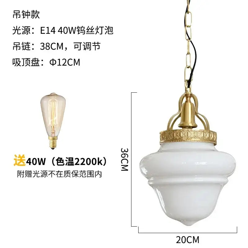 White ceramic pendant light with gold lustre glass fixture and chain by decorbites for dining room decor
