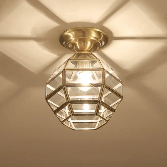 DecorBites™ DecorBites™ Vintage Gold Six-Sided Flush Mount Ceiling Light with Clear Glass Pane