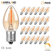 Ganriland 25-pack dimmable edison-style filament bulb with amber gold tint glass and silver screw base for decorbites gold tint lighting