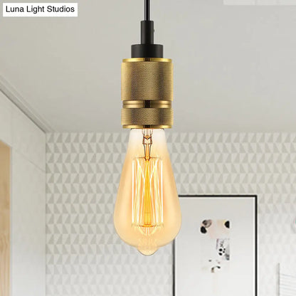 Vintage Golden Exposed Bulb Metal Suspension Lamp - Bedroom Ceiling Fixture