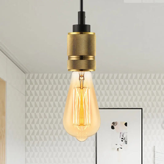 Vintage Golden Exposed Bulb Metal Suspension Lamp - Bedroom Ceiling Fixture