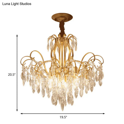 Lámpara de araña geométrica dorada vintage - Cristal y metal - 7/8 luces - Lámpara colgante