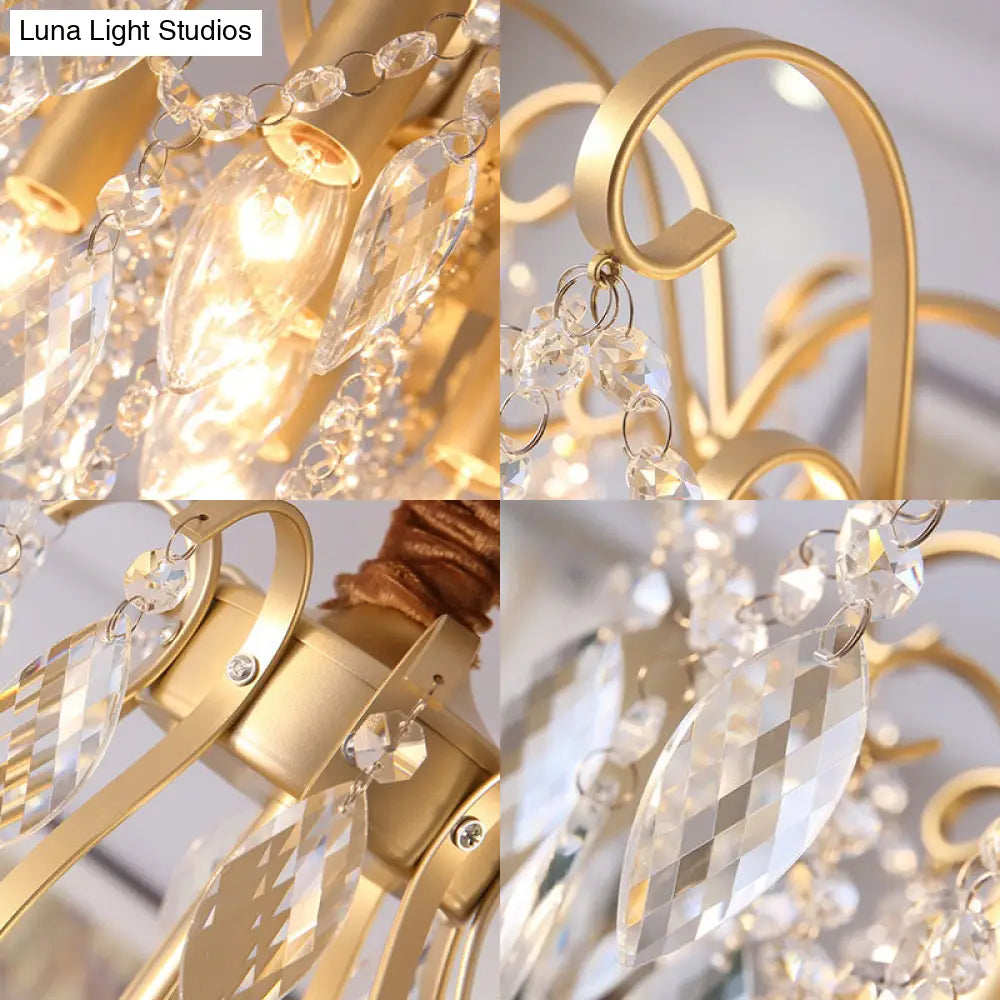 Lámpara de araña geométrica dorada vintage - Cristal y metal - 7/8 luces - Lámpara colgante