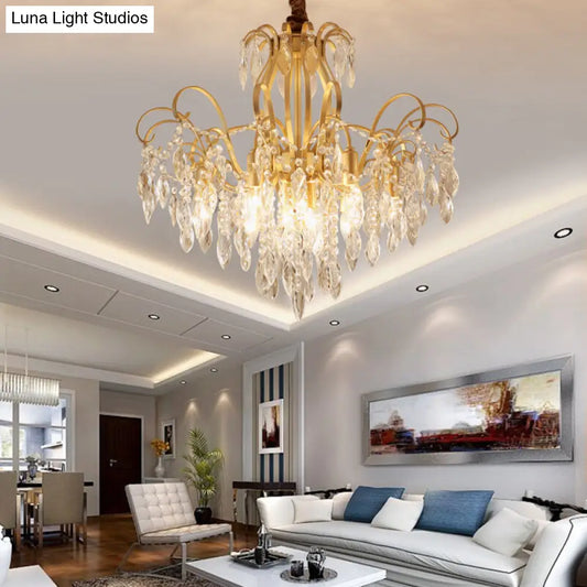 Lámpara de araña geométrica dorada vintage - Cristal y metal - 7/8 luces - Lámpara colgante