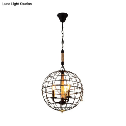 Vintage Golden Iron Hanging Lamp with Globe Shape - 3/4/6 Lights - Stylish Dining Room Ceiling Fixture