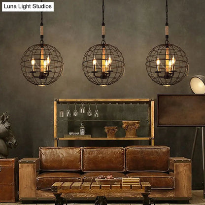 Vintage Golden Iron Hanging Lamp with Globe Shape - 3/4/6 Lights - Stylish Dining Room Ceiling Fixture