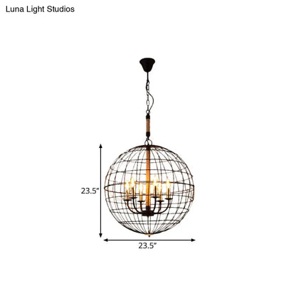 Vintage Golden Iron Hanging Lamp with Globe Shape - 3/4/6 Lights - Stylish Dining Room Ceiling Fixture