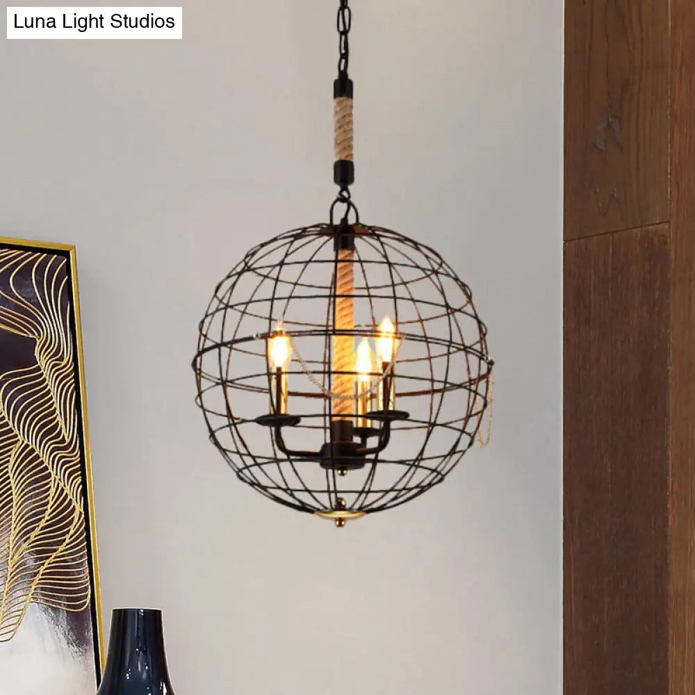 Vintage Golden Iron Hanging Lamp with Globe Shape - 3/4/6 Lights - Stylish Dining Room Ceiling Fixture