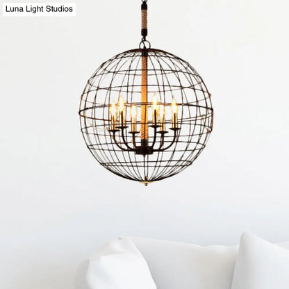 Vintage Golden Iron Hanging Lamp with Globe Shape - 3/4/6 Lights - Stylish Dining Room Ceiling Fixture