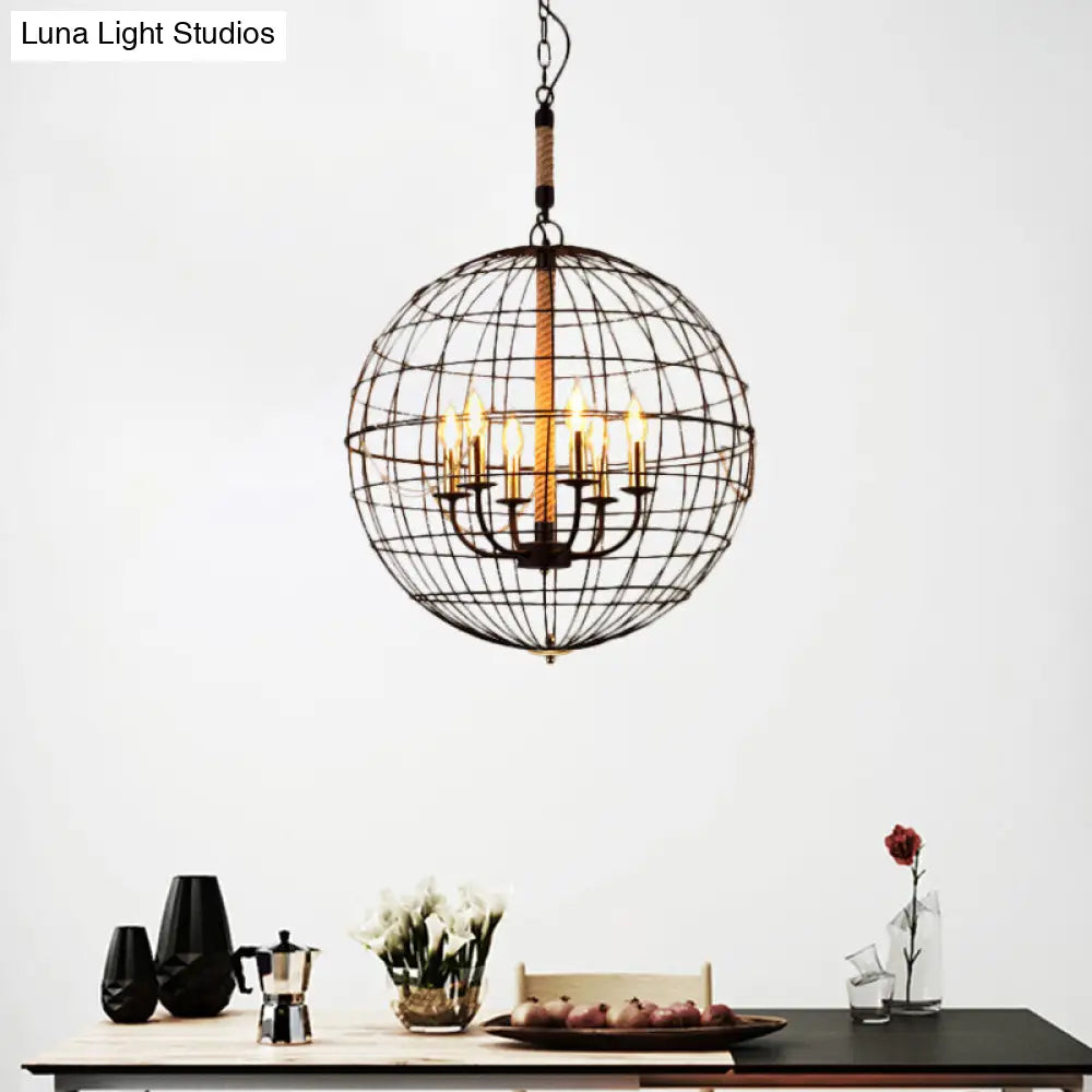 Vintage Golden Iron Hanging Lamp with Globe Shape - 3/4/6 Lights - Stylish Dining Room Ceiling Fixture