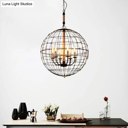 Vintage Golden Iron Hanging Lamp with Globe Shape - 3/4/6 Lights - Stylish Dining Room Ceiling Fixture