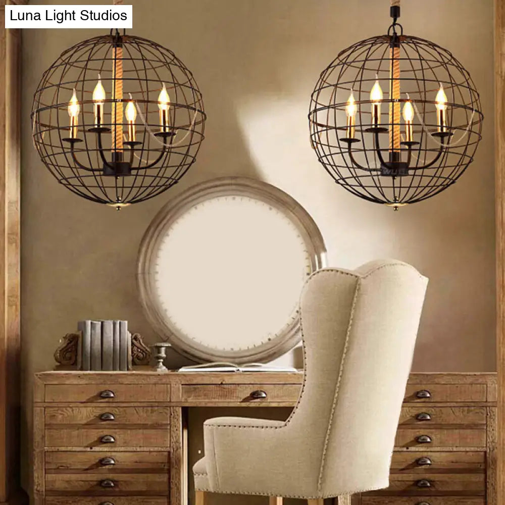 Vintage Golden Iron Hanging Lamp with Globe Shape - 3/4/6 Lights - Stylish Dining Room Ceiling Fixture