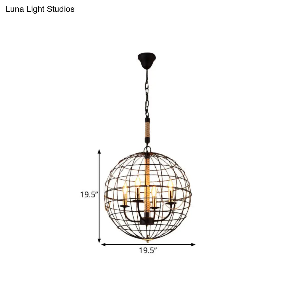 Vintage Golden Iron Hanging Lamp with Globe Shape - 3/4/6 Lights - Stylish Dining Room Ceiling Fixture