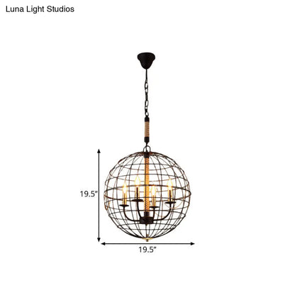 Vintage Golden Iron Hanging Lamp with Globe Shape - 3/4/6 Lights - Stylish Dining Room Ceiling Fixture