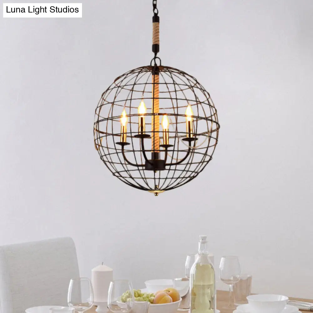 Vintage Golden Iron Hanging Lamp with Globe Shape - 3/4/6 Lights - Stylish Dining Room Ceiling Fixture