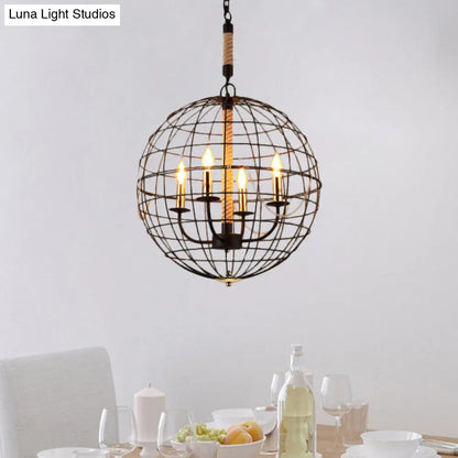 Vintage Golden Iron Hanging Lamp with Globe Shape - 3/4/6 Lights - Stylish Dining Room Ceiling Fixture