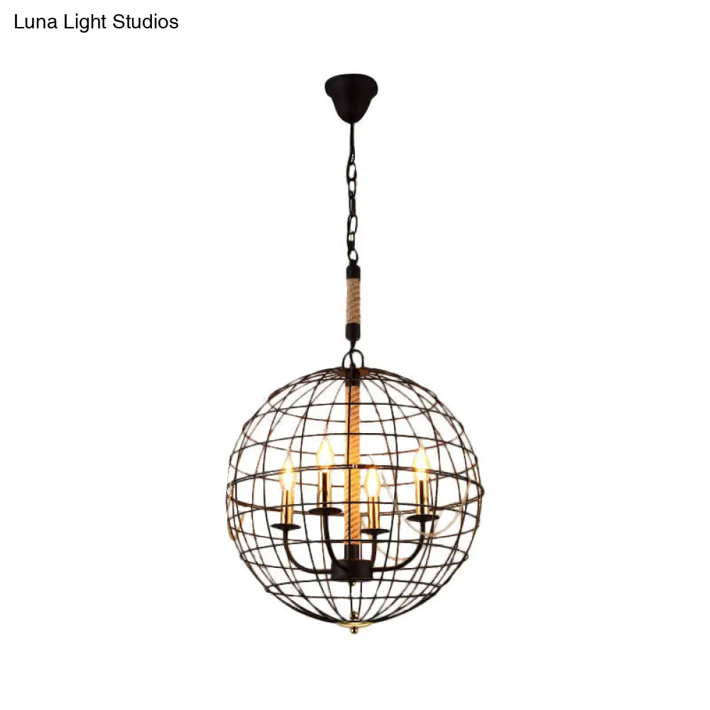 Vintage Golden Iron Hanging Lamp with Globe Shape - 3/4/6 Lights - Stylish Dining Room Ceiling Fixture