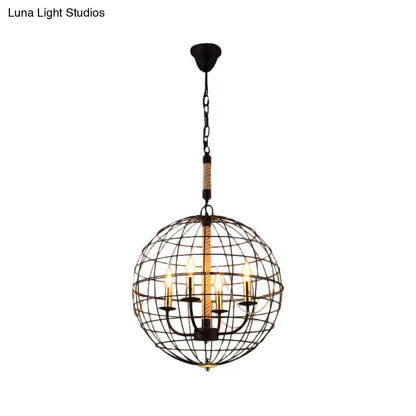 Vintage Golden Iron Hanging Lamp with Globe Shape - 3/4/6 Lights - Stylish Dining Room Ceiling Fixture