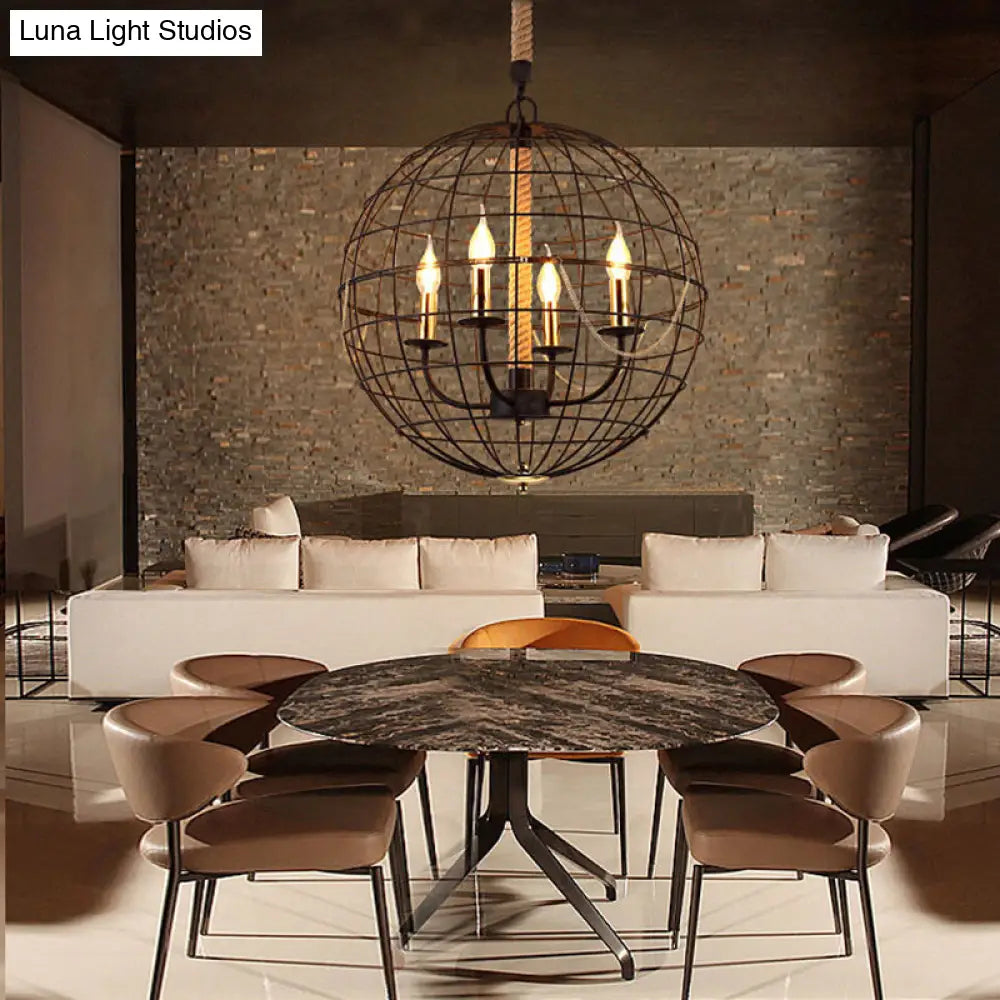 Vintage Golden Iron Hanging Lamp with Globe Shape - 3/4/6 Lights - Stylish Dining Room Ceiling Fixture