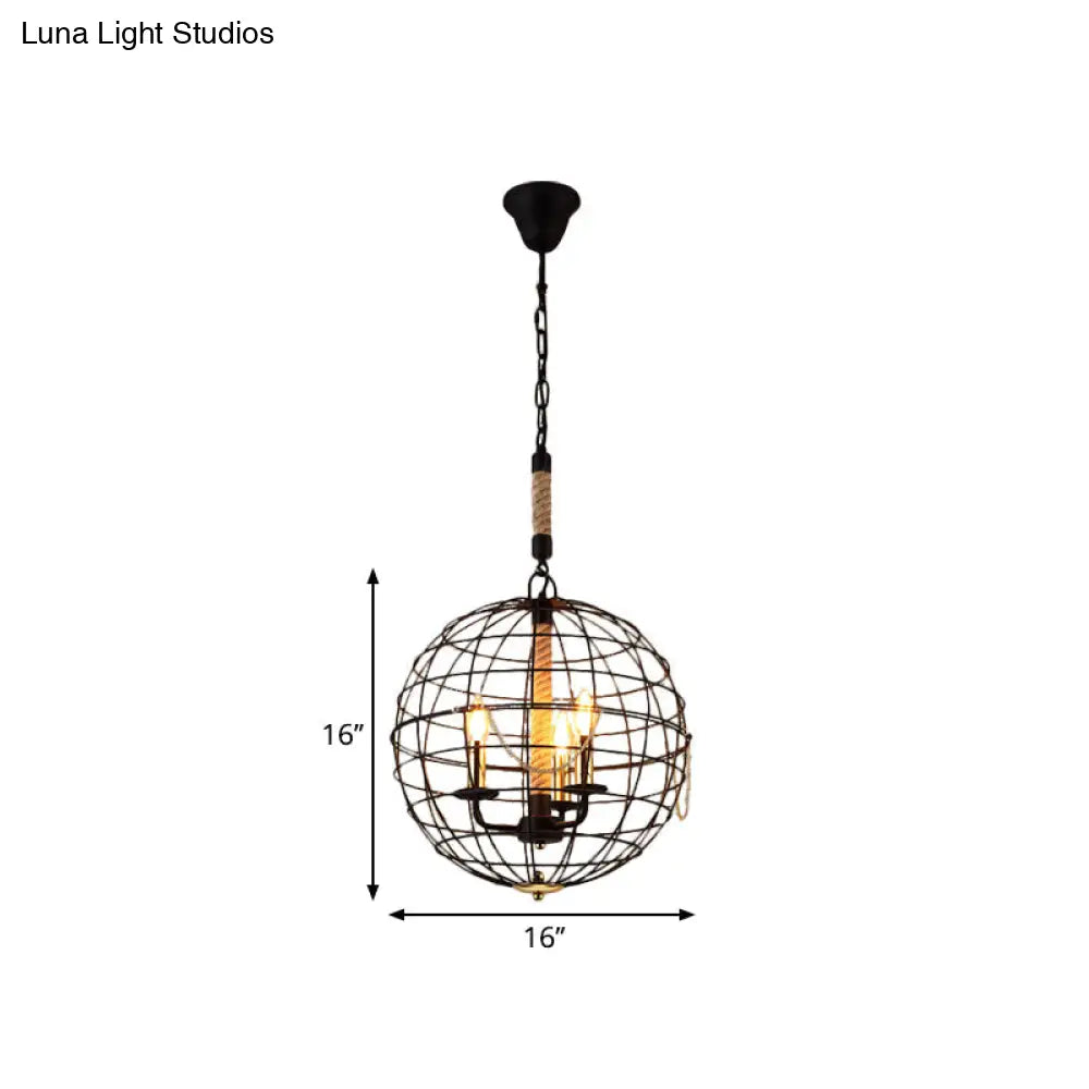 Vintage Golden Iron Hanging Lamp with Globe Shape - 3/4/6 Lights - Stylish Dining Room Ceiling Fixture