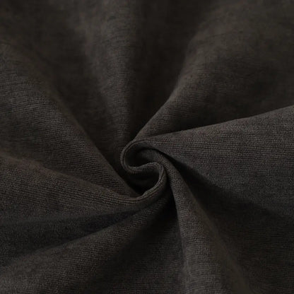 Dark gray textured vintage chenille sofa cover with soft ribbed weave and blue and gold embroidery for living room use