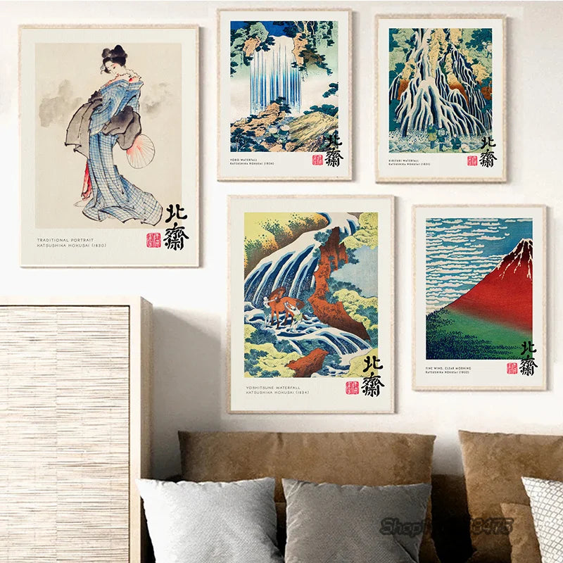 Vintage Great Wave Hokusai Canvas Print - Posters