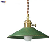 Vintage green ceramic led pendant lamp with brass fixture and twisted brown cord for dining room decorbites ceramic led pendant