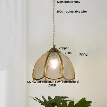 Vintage green glass pendant light with copper frame wood beads textured panels ideal for dining room decorbites blue glass led