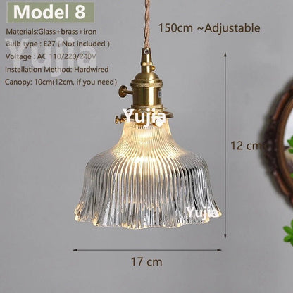 Vintage Green Glass Pendant Light With Brass Details - Decorbites