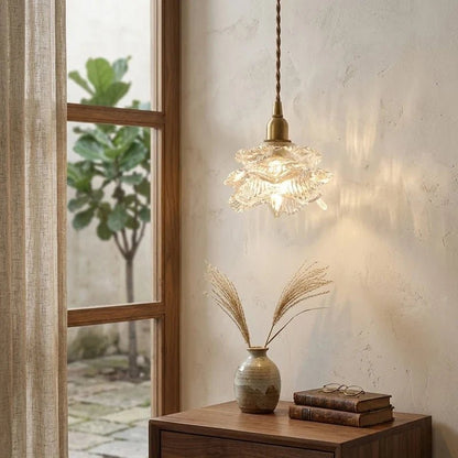 Vintage Green Glass Pendant Light With Brass Details - Decorbites