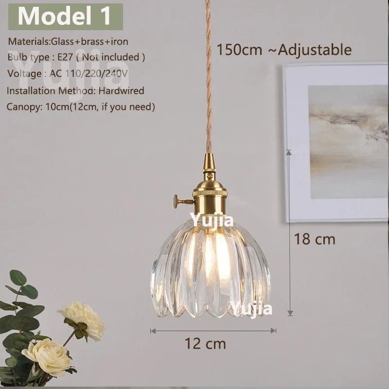 Vintage Green Glass Pendant Light With Brass Details - Decorbites