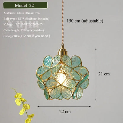 Vintage Green Glass Pendant Light With Brass Finish - Decorbites